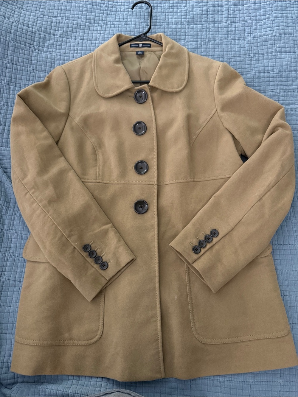 GAP Women's Camel Button-Front Pea Coat